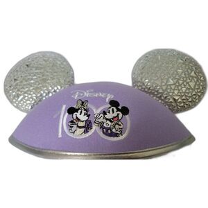 100th Anniversary Disney Parks Mickey & Minnie Hat Ears Purple & Silver Bling